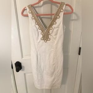 Lilly Pulitzer Bentley white with gold shift dress size 0